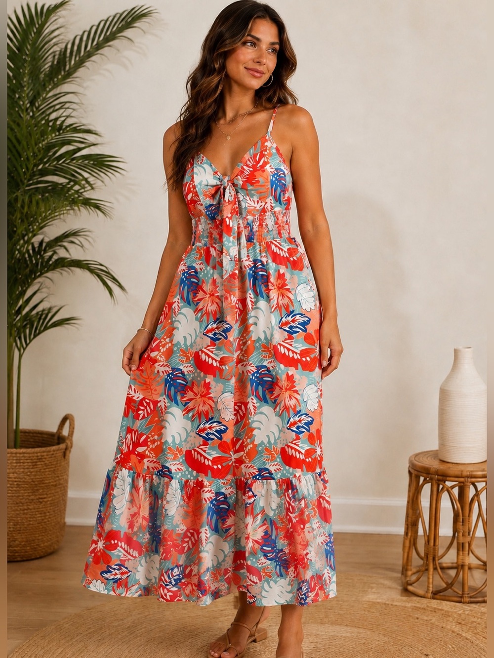 New With Tags! Grace Karin Bright, Tropical Colored Sundress. Size Large.